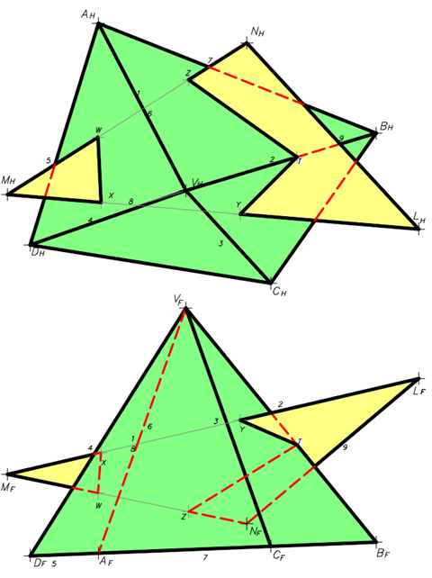 Diagrama de Intersección de Pirámide con plano